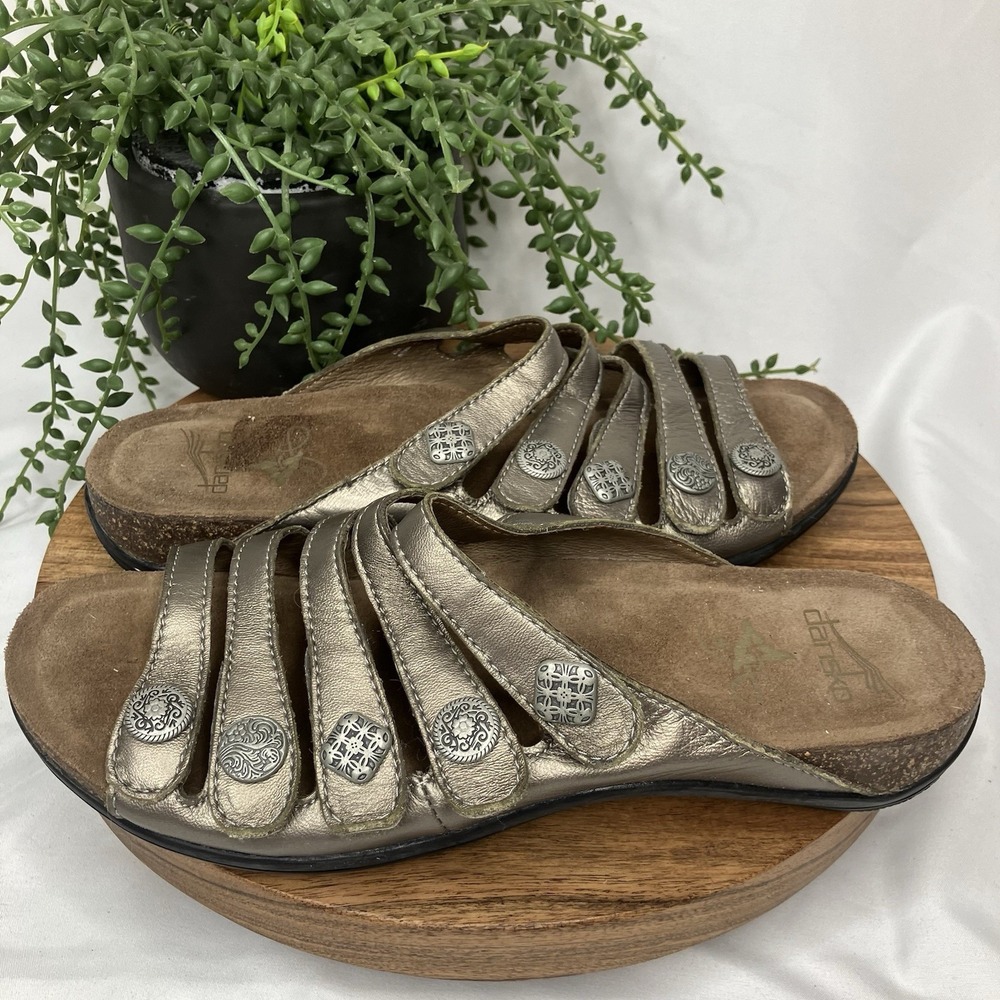 Dansko Janie Sandals Metallic Bronze Leather Adjustable Straps Size 40 US 9.5-10